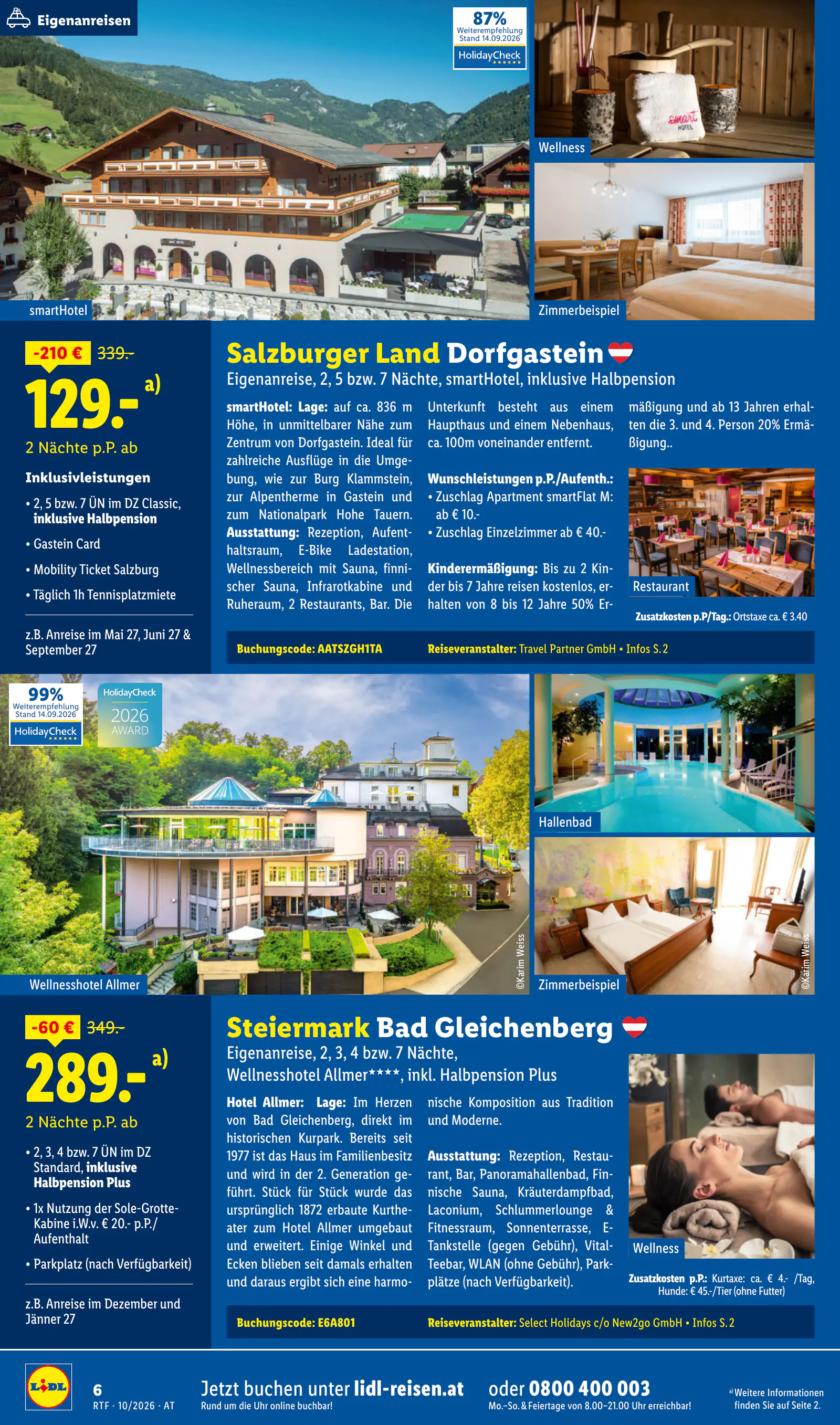 Lidl Ausztria Oktober/November Reise-Highlights, Buchbar ab 14.10., 6. oldal (okt. 14. – nov. 15.)