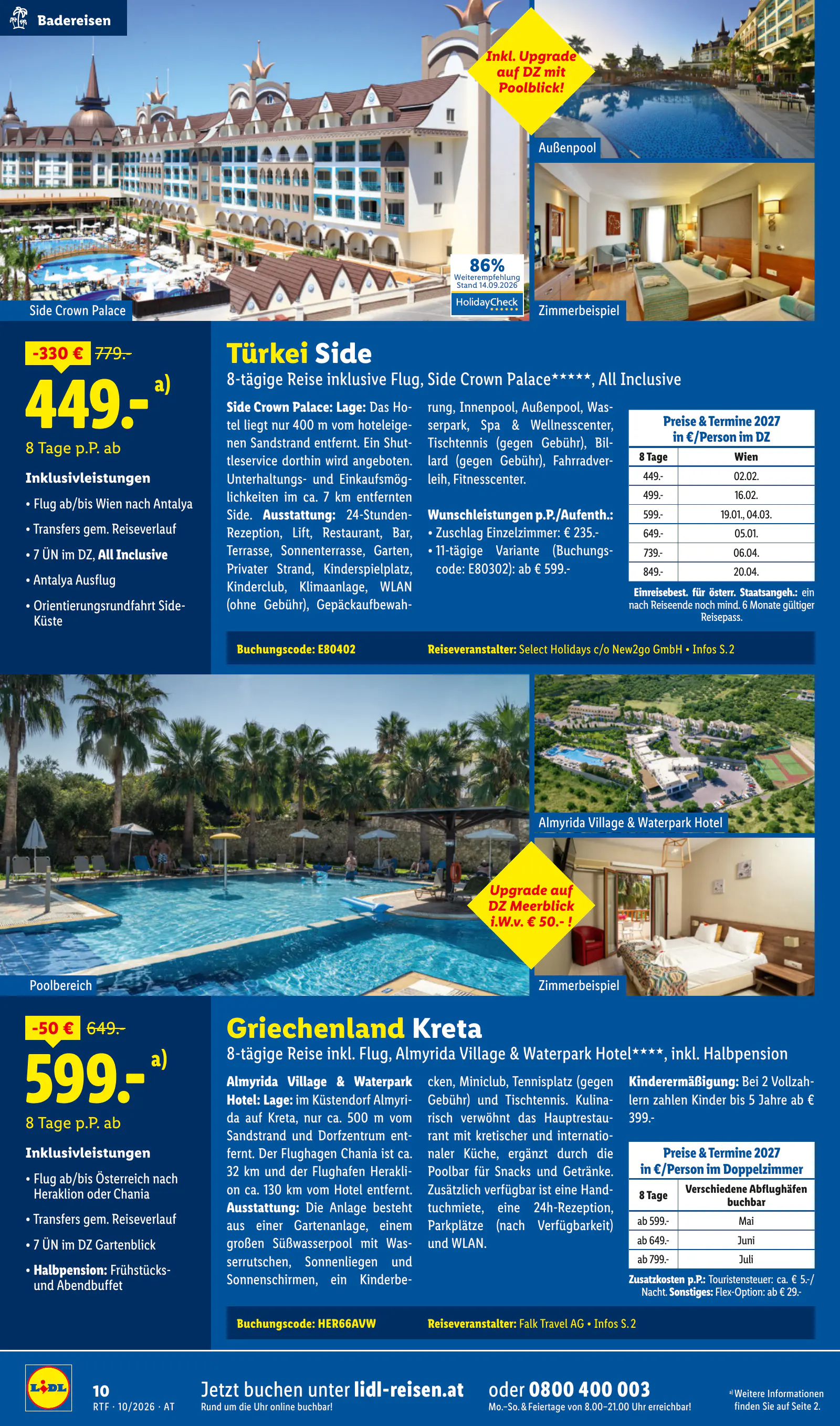 Lidl Ausztria Oktober/November Reise-Highlights, Buchbar ab 14.10., 10. oldal (okt. 14. – nov. 15.)