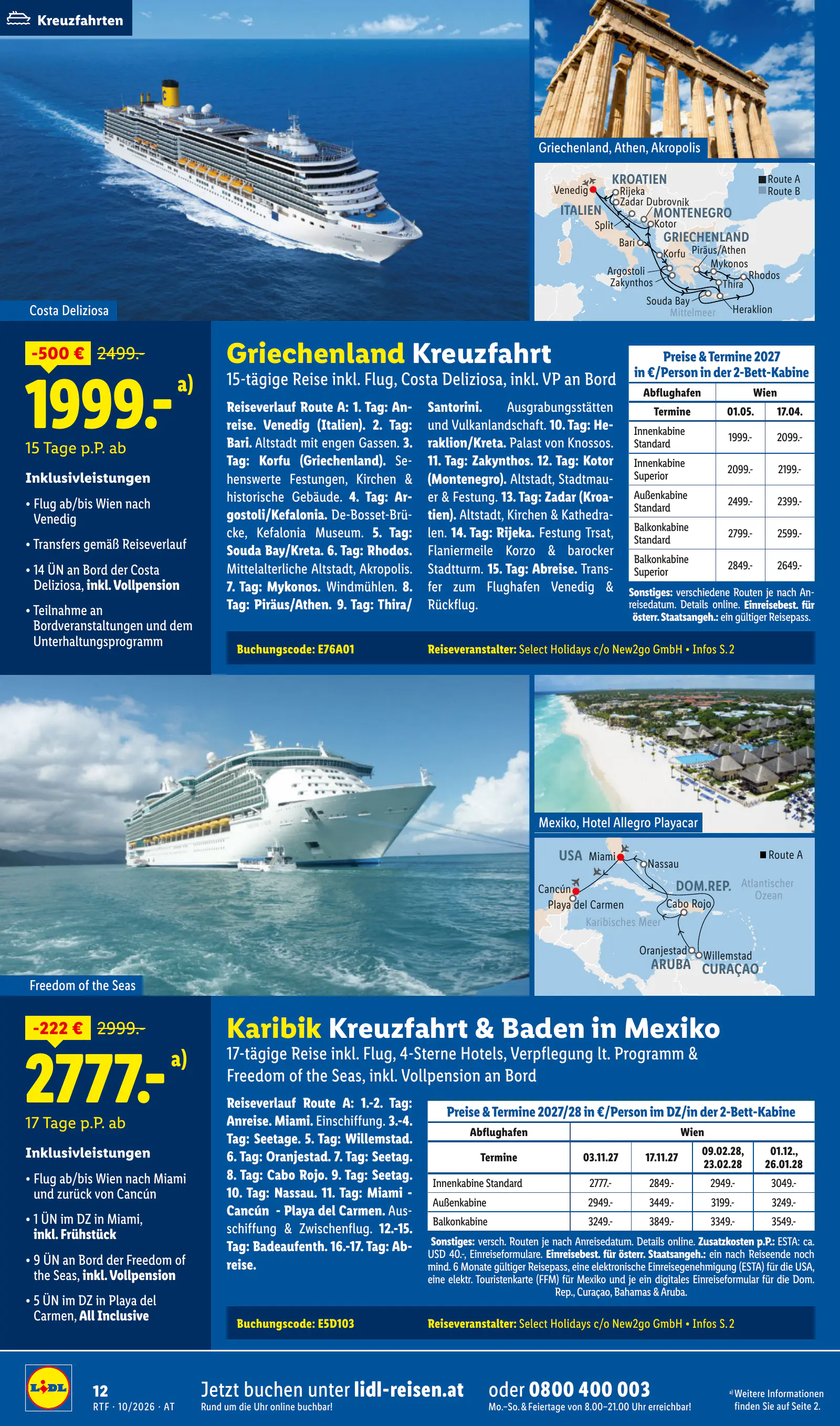 Lidl Ausztria Oktober/November Reise-Highlights, Buchbar ab 14.10., 12. oldal (okt. 14. – nov. 15.)
