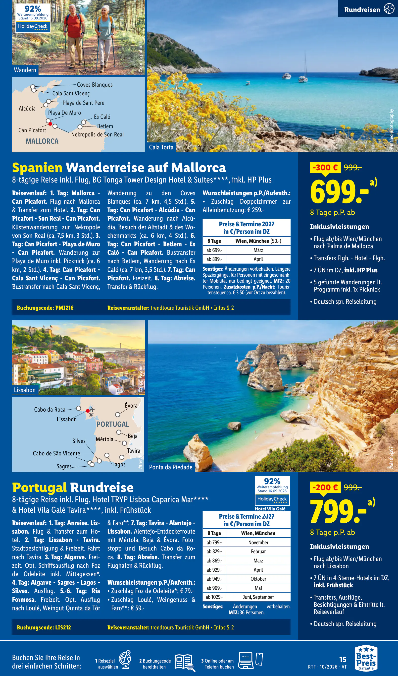 Lidl Ausztria Oktober/November Reise-Highlights, Buchbar ab 14.10., 15. oldal (okt. 14. – nov. 15.)