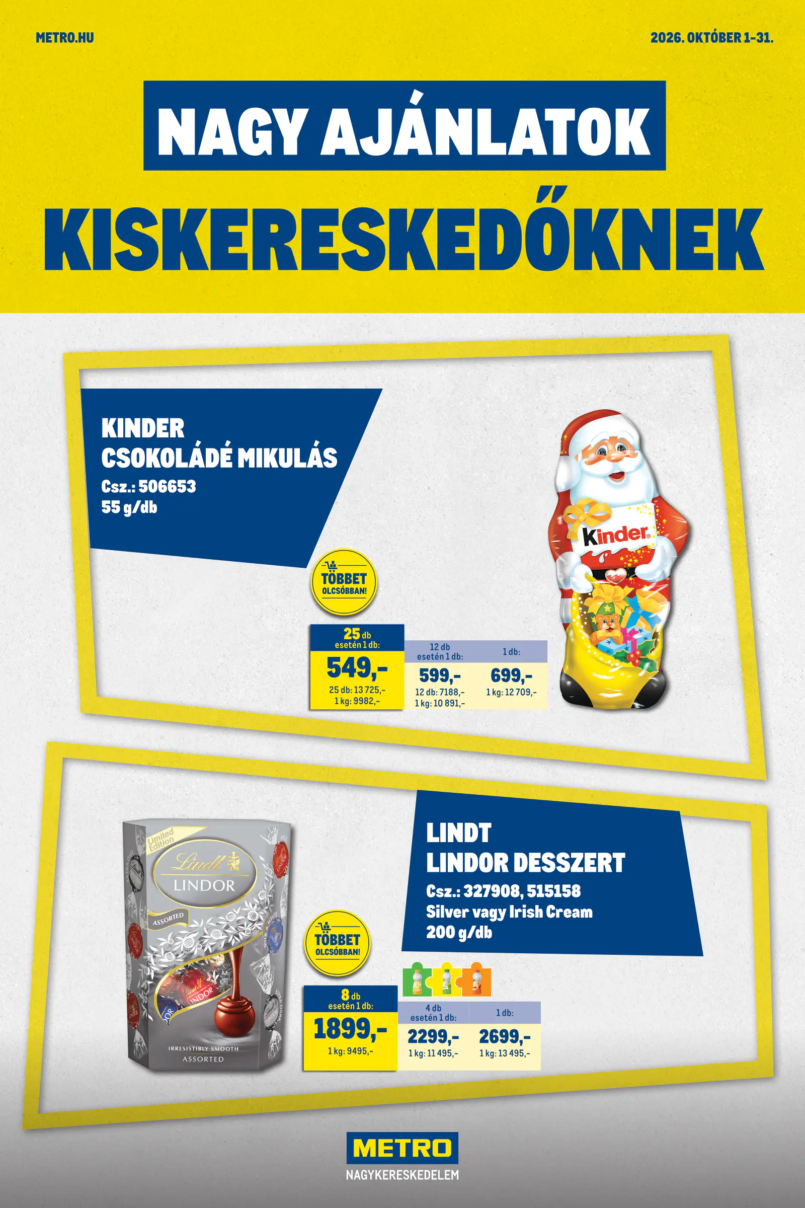 Metro Nagyajánlatok kiskereskedőknek! 2026/10, 1. oldal (okt. 1–31.)
