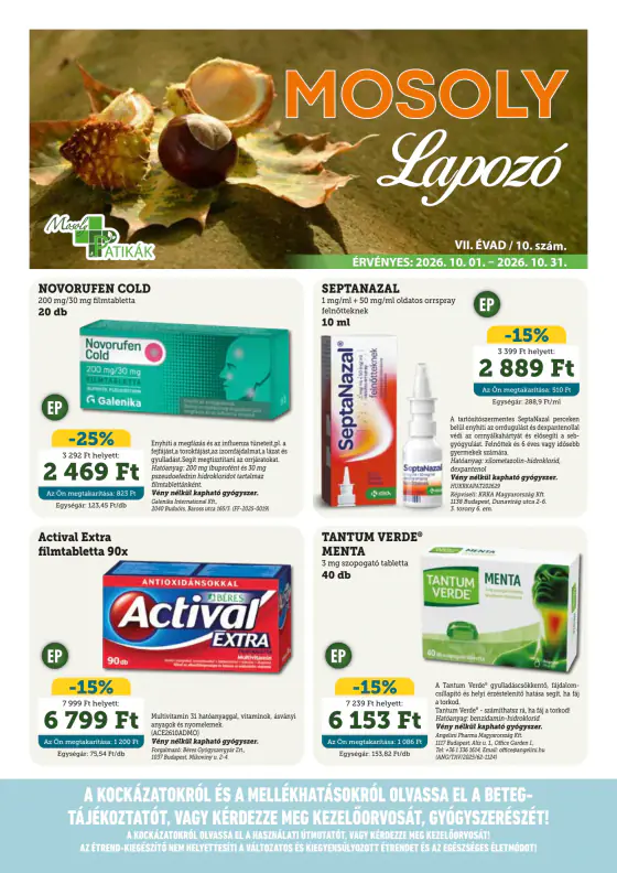 Mosoly Patikák akciós újság – okt. 1–31.