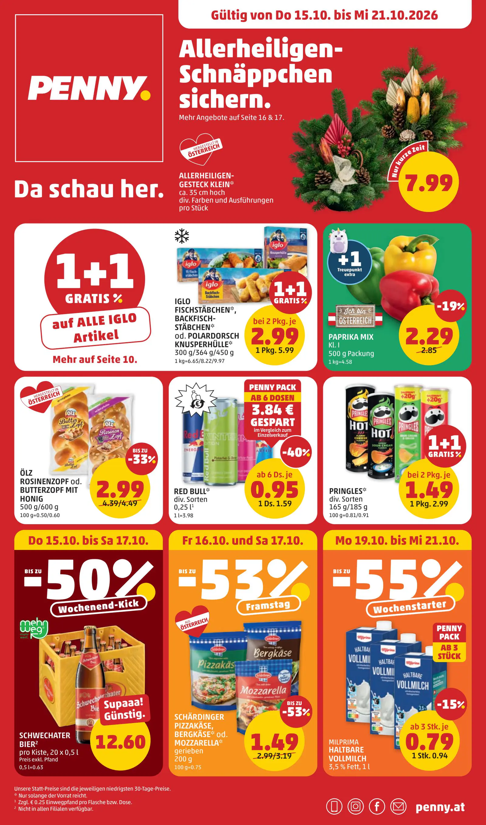 Penny Ausztria Digitalen Flugblatt, 1. oldal (okt. 15–21.)