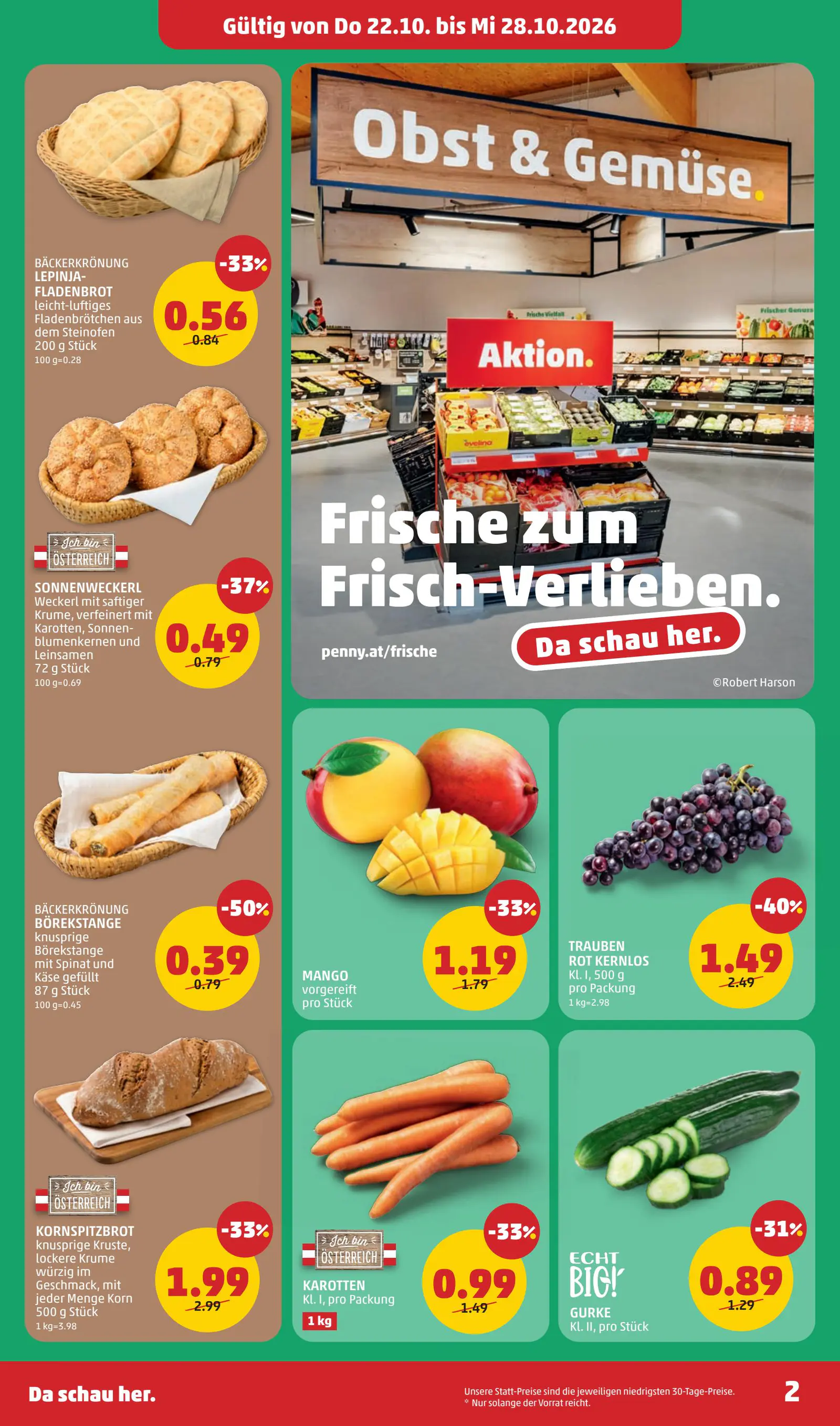 Digitalen PENNY Flugblatt Eröffnung in 4030 Linz, 2. oldal (okt. 22–24.)
