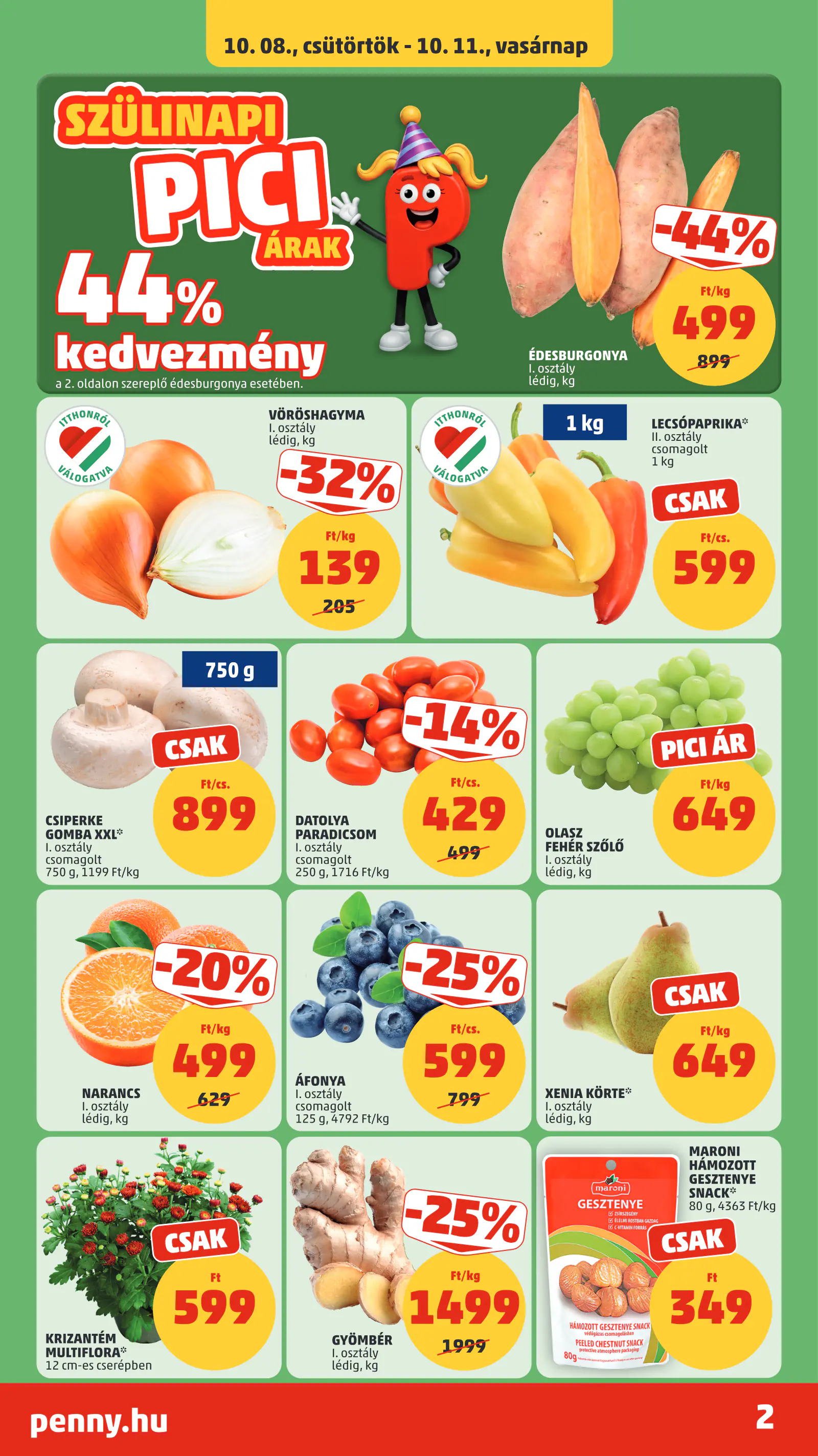 Penny Market 41. heti reklámújság, 2. oldal (okt. 8–14.)