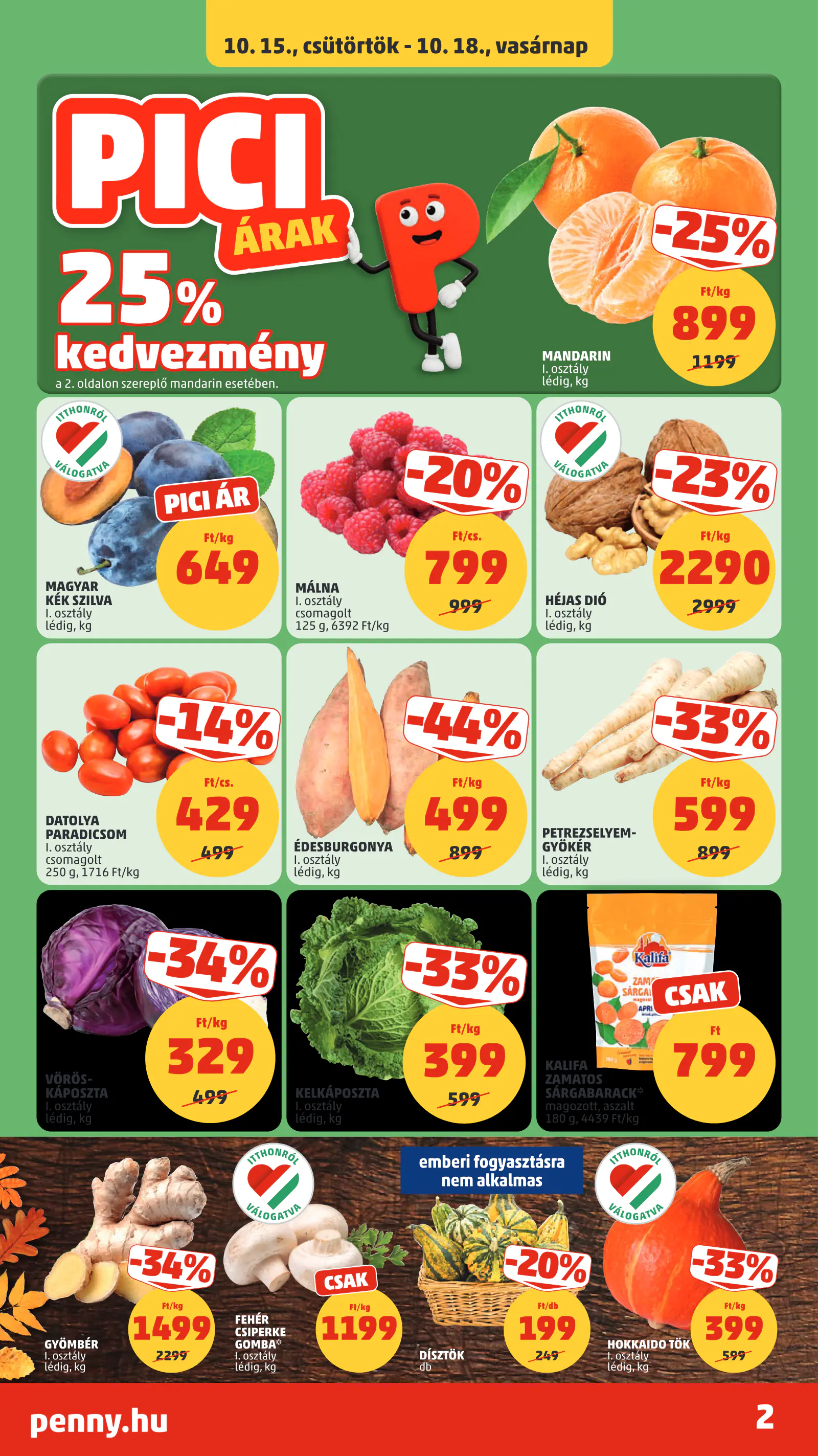Penny Market 42. heti reklámújság, 2. oldal (okt. 15–21.)