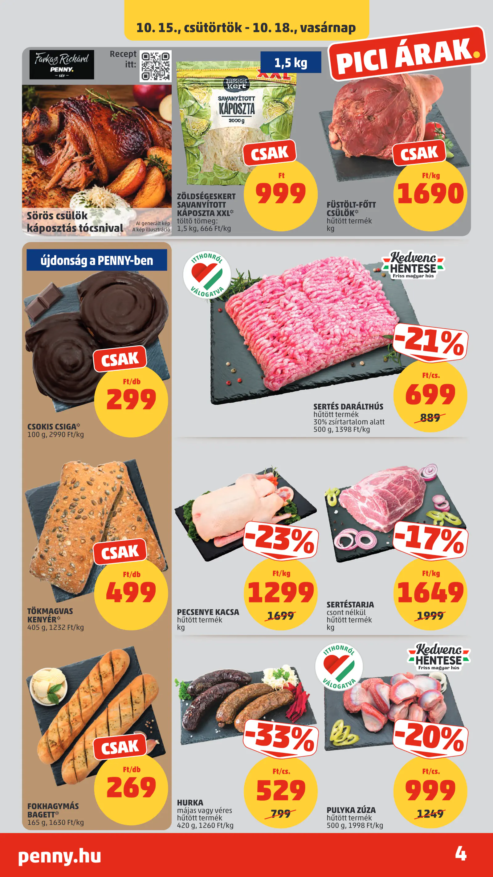 Penny Market 42. heti reklámújság, 4. oldal (okt. 15–21.)