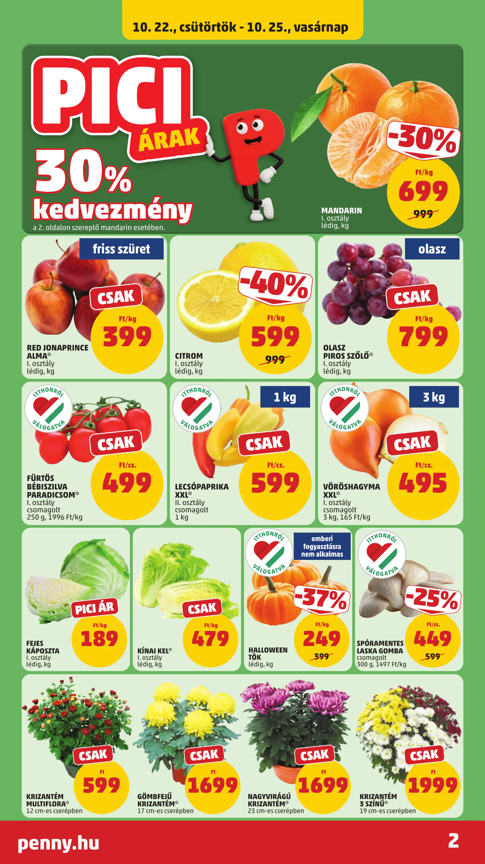 Penny Market 43. heti reklámújság, 2. oldal (okt. 22–28.)
