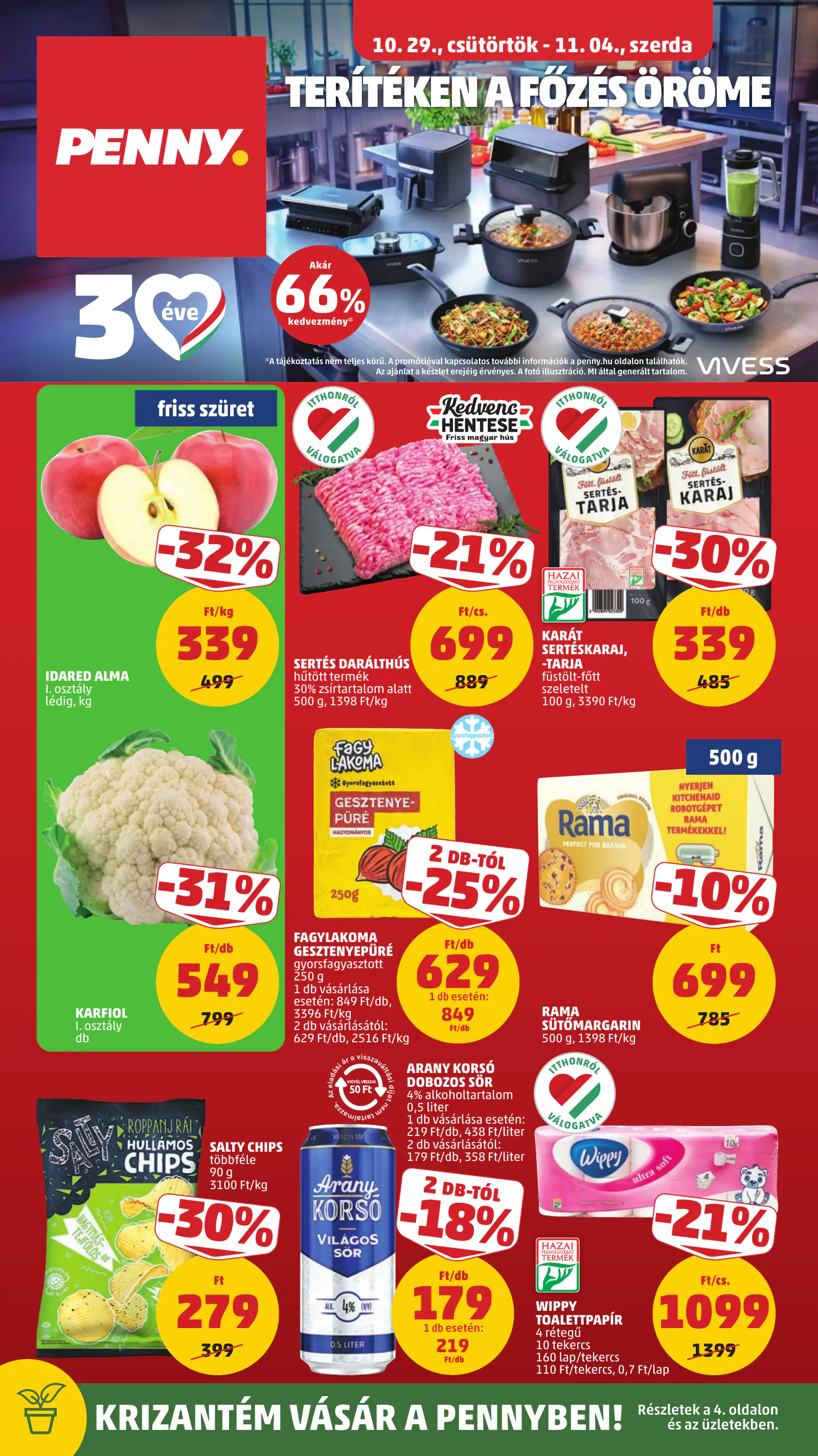 Penny Market 44. heti reklámújság, 1. oldal (okt. 29. – nov. 4.)