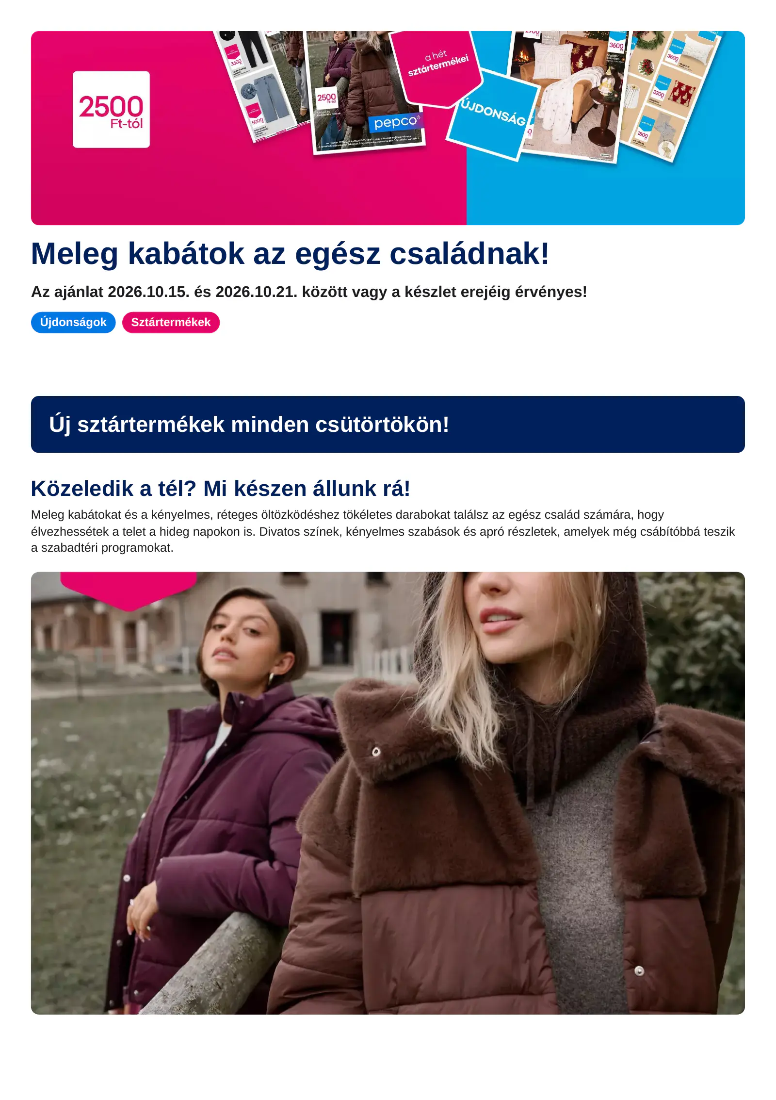 Pepco akciós újság, 1. oldal (okt. 15–21.)