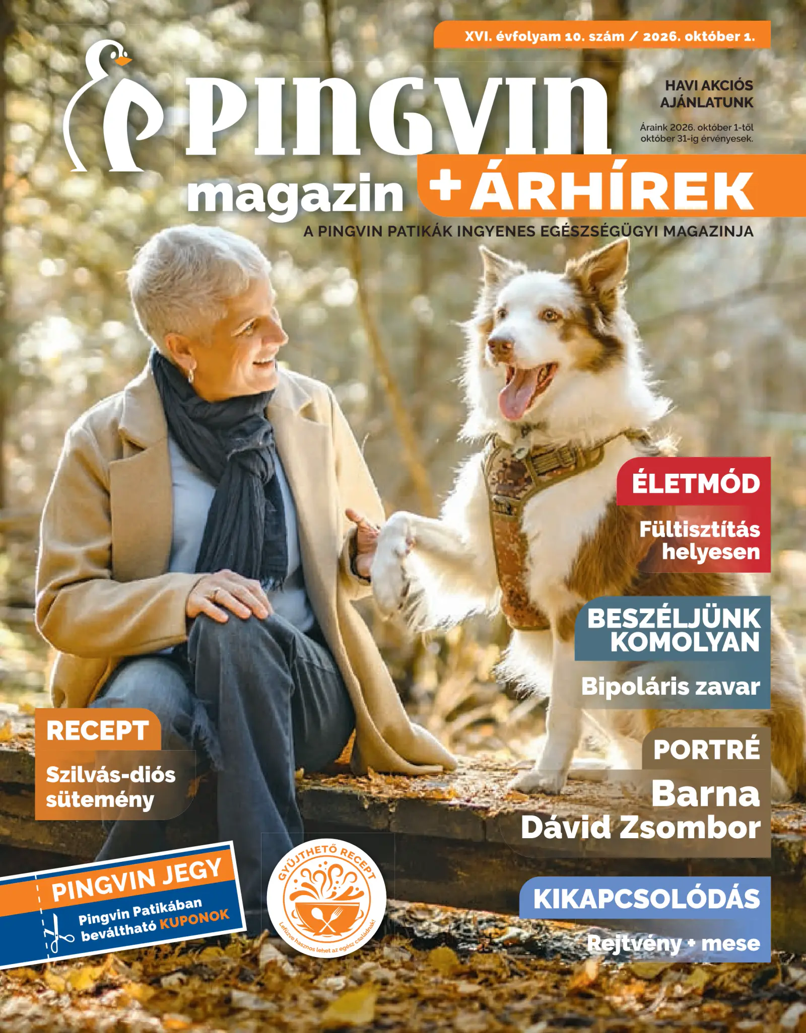Pingvin Patika magazin, 1. oldal (okt. 1–31.)