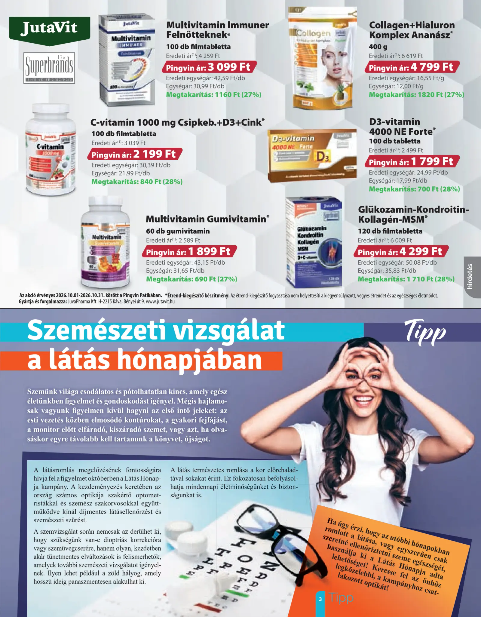 Pingvin Patika magazin, 3. oldal (okt. 1–31.)