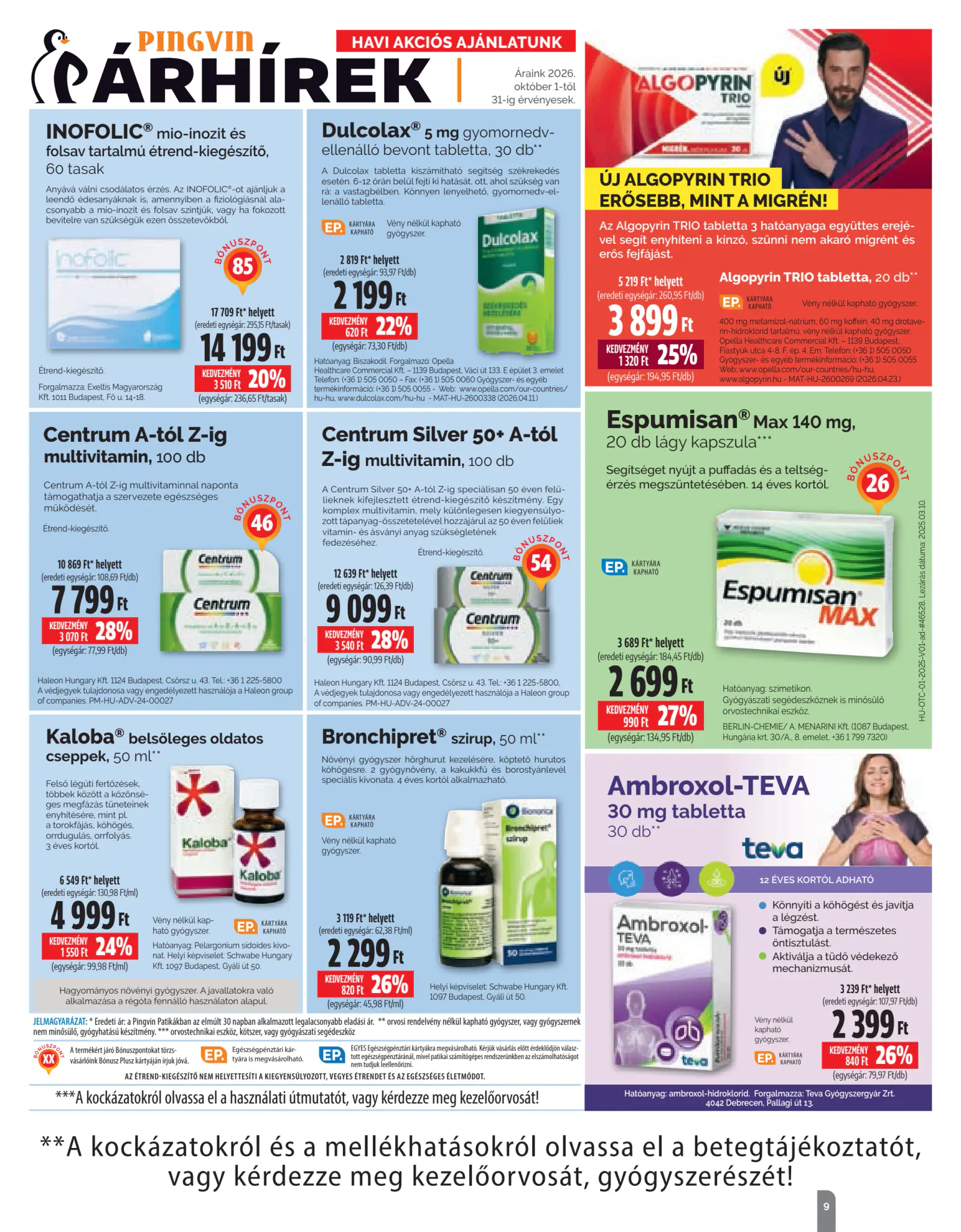 Pingvin Patika magazin, 9. oldal (okt. 1–31.)