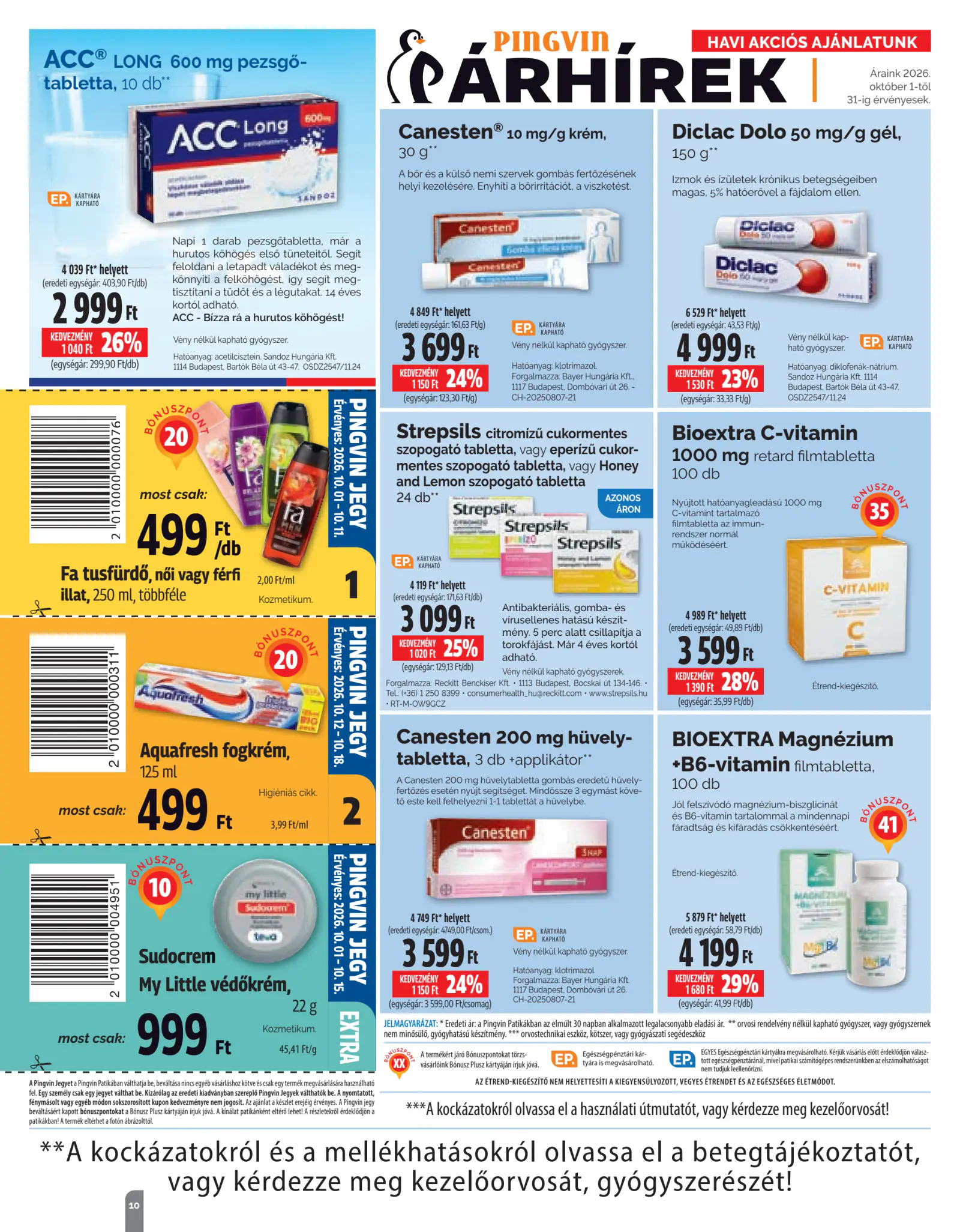 Pingvin Patika magazin, 10. oldal (okt. 1–31.)