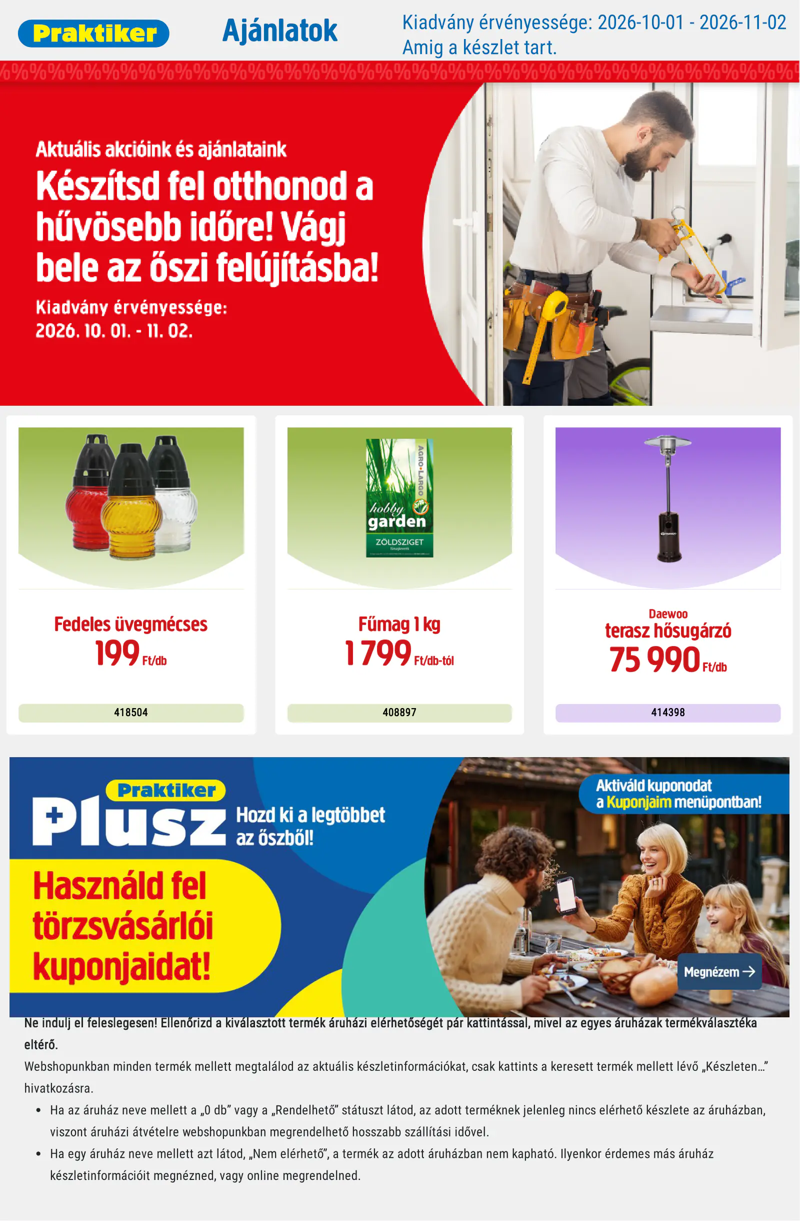 Praktiker akciós újság, 1. oldal (okt. 1. – nov. 2.)