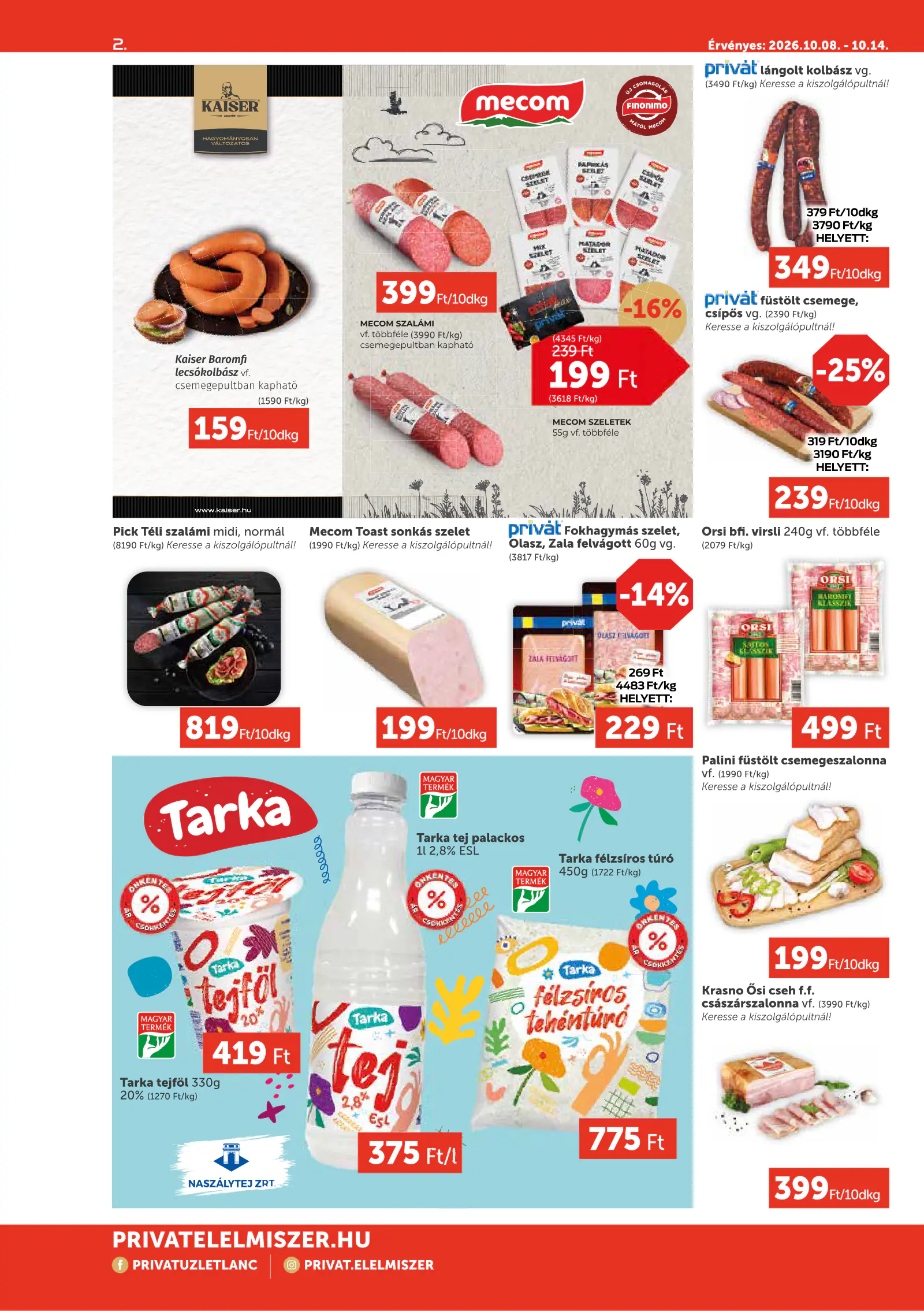 Privát Élelmiszer Privát Market, 2. oldal (okt. 8–14.)