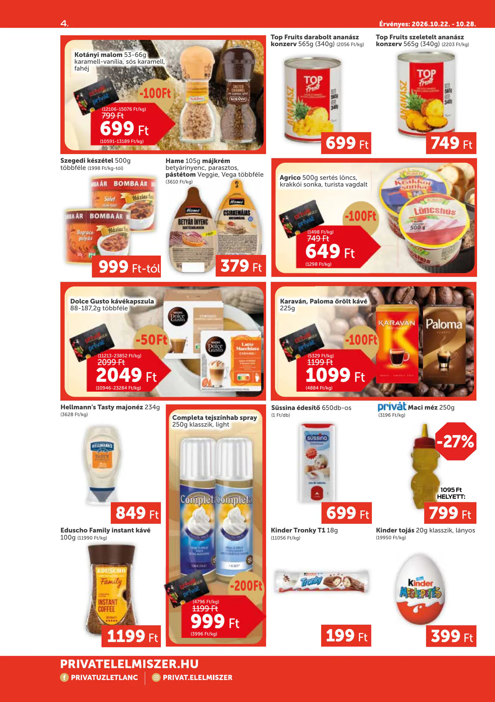 Privát Élelmiszer Privát Market, 4. oldal (okt. 22–28.)