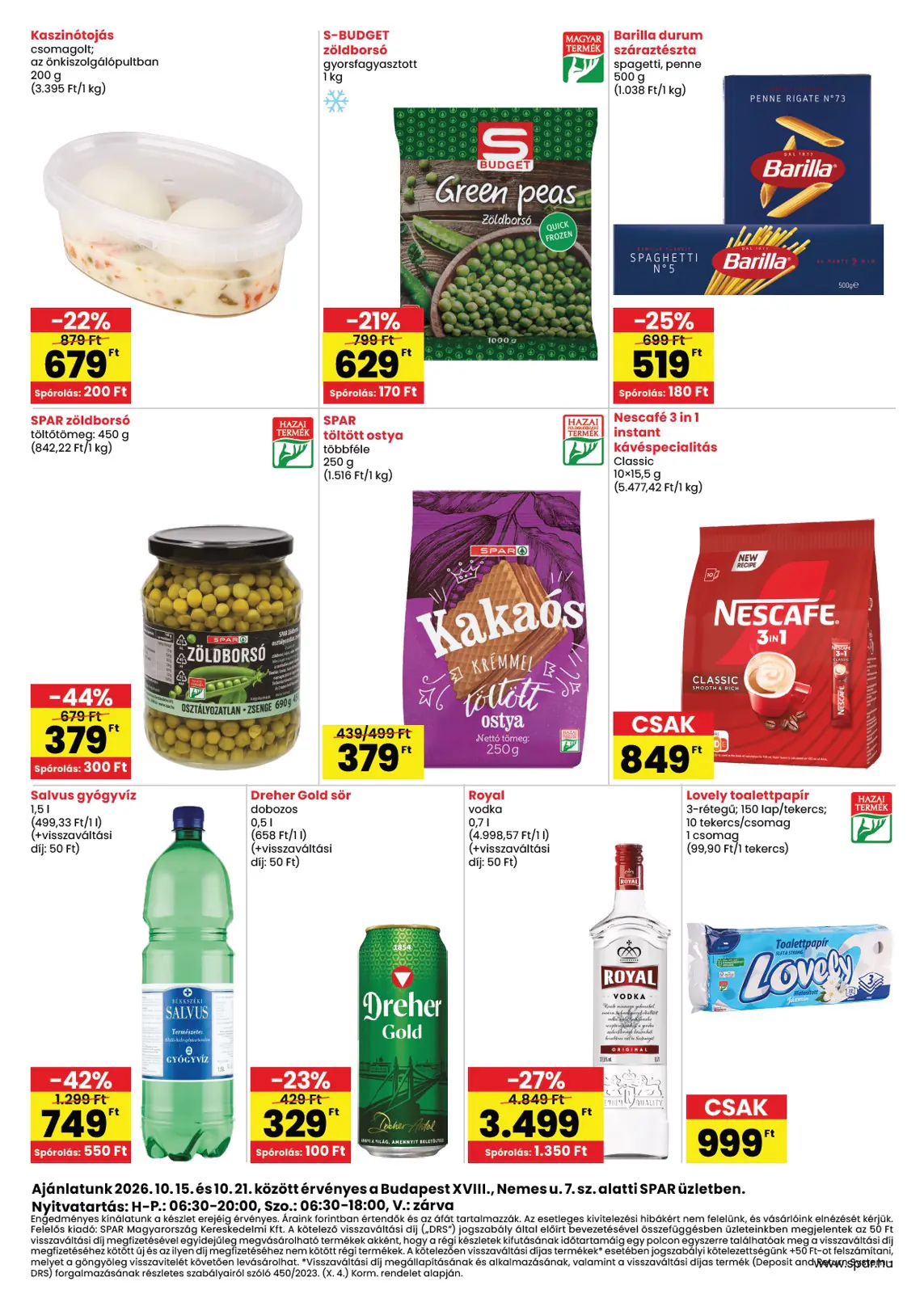 Spar Budapest XVIII, Nemes u. újranyitás, 2. oldal (okt. 15–21.)