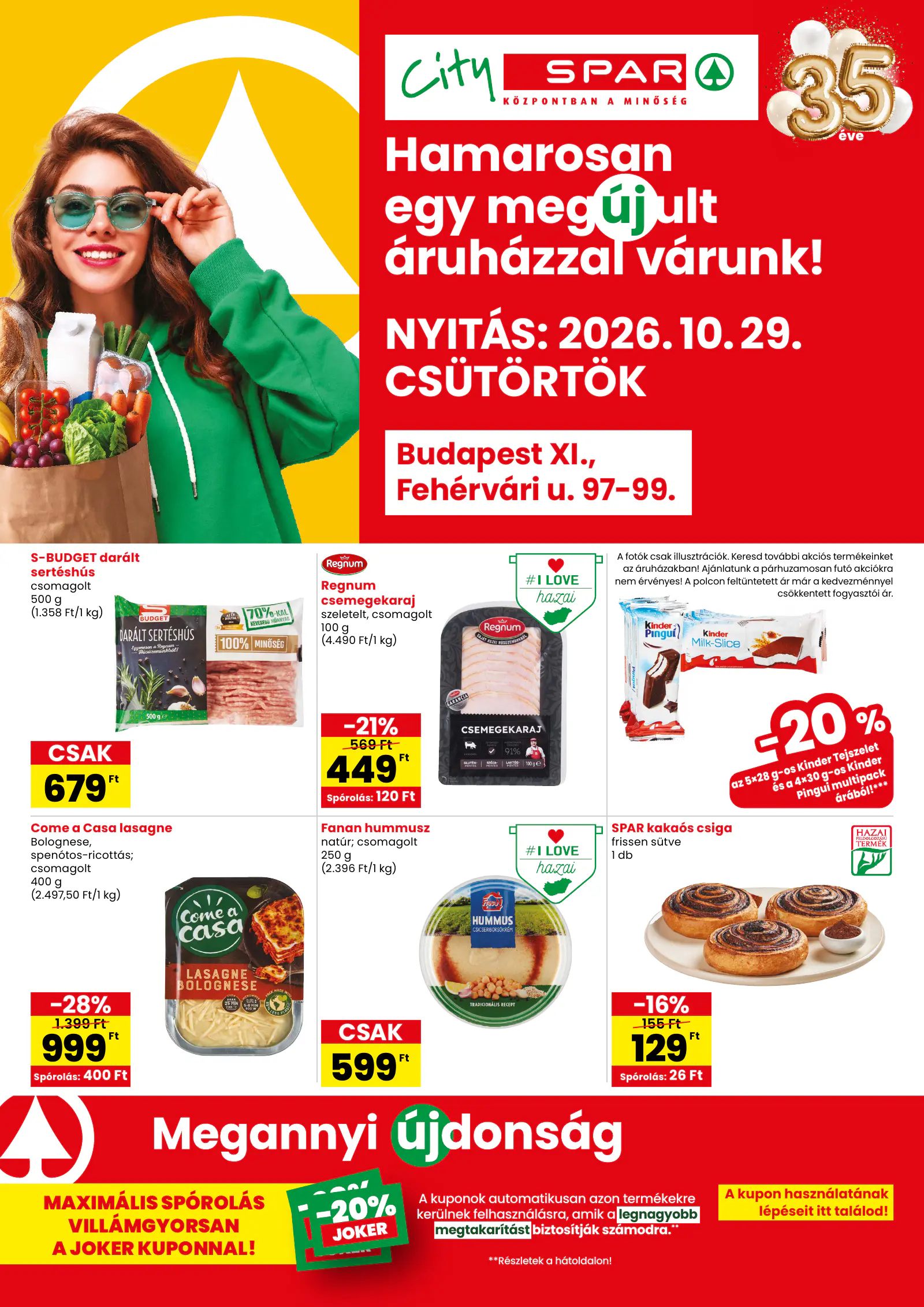 City SPAR Bp. Fehérvári u. üzlet újranyitás, 1. oldal (okt. 29. – nov. 4.)
