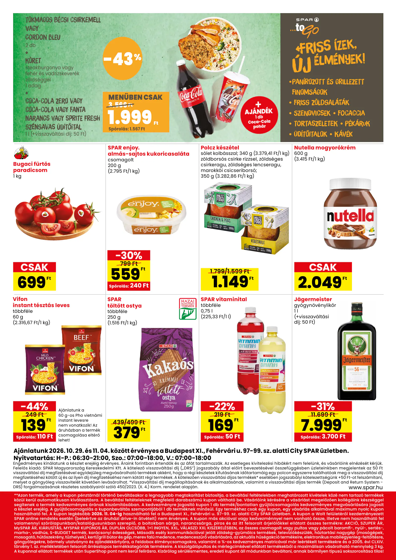 City SPAR Bp. Fehérvári u. üzlet újranyitás, 2. oldal (okt. 29. – nov. 4.)