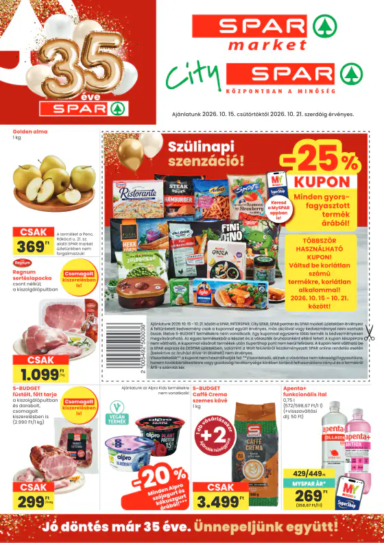 Spar market és City SPAR – okt. 15–21.
