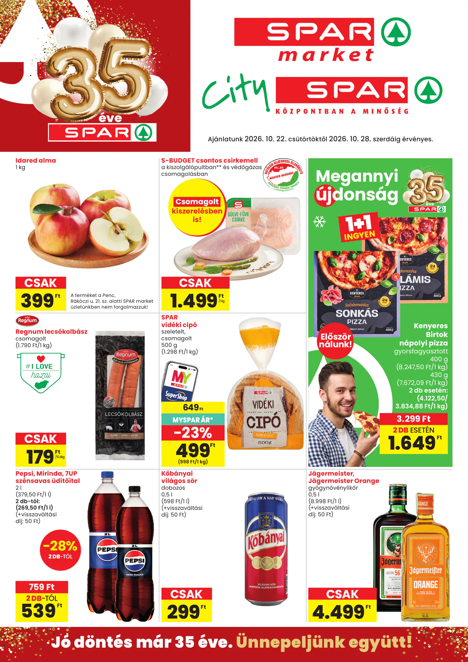 Spar market és City SPAR, 1. oldal (okt. 22–28.)