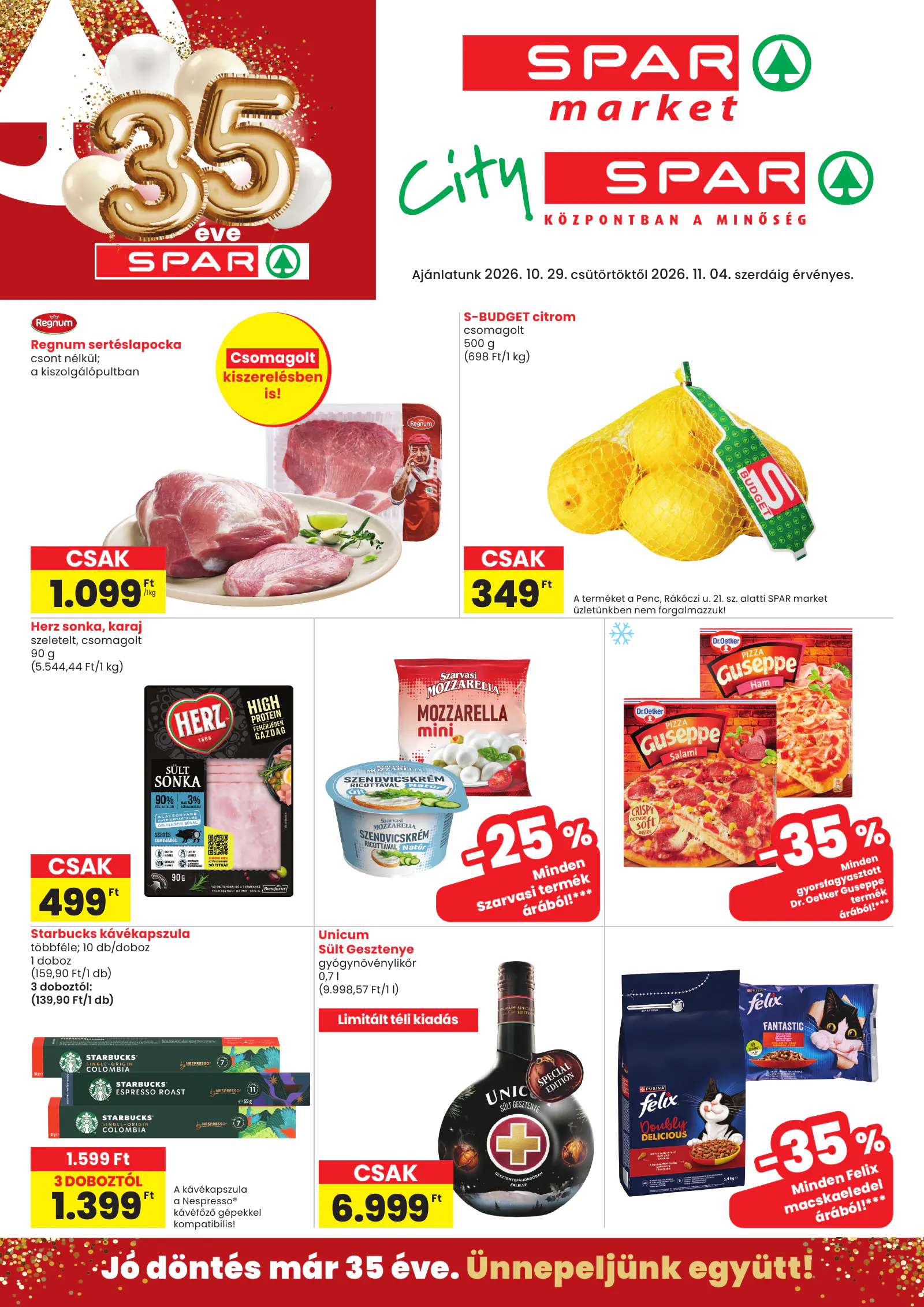 Spar market és City SPAR, 1. oldal (okt. 29. – nov. 4.)
