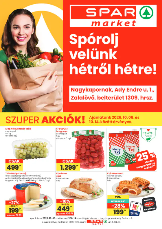 Spar market Nagykapornak, Zalalovő szórólap – okt. 8–14.