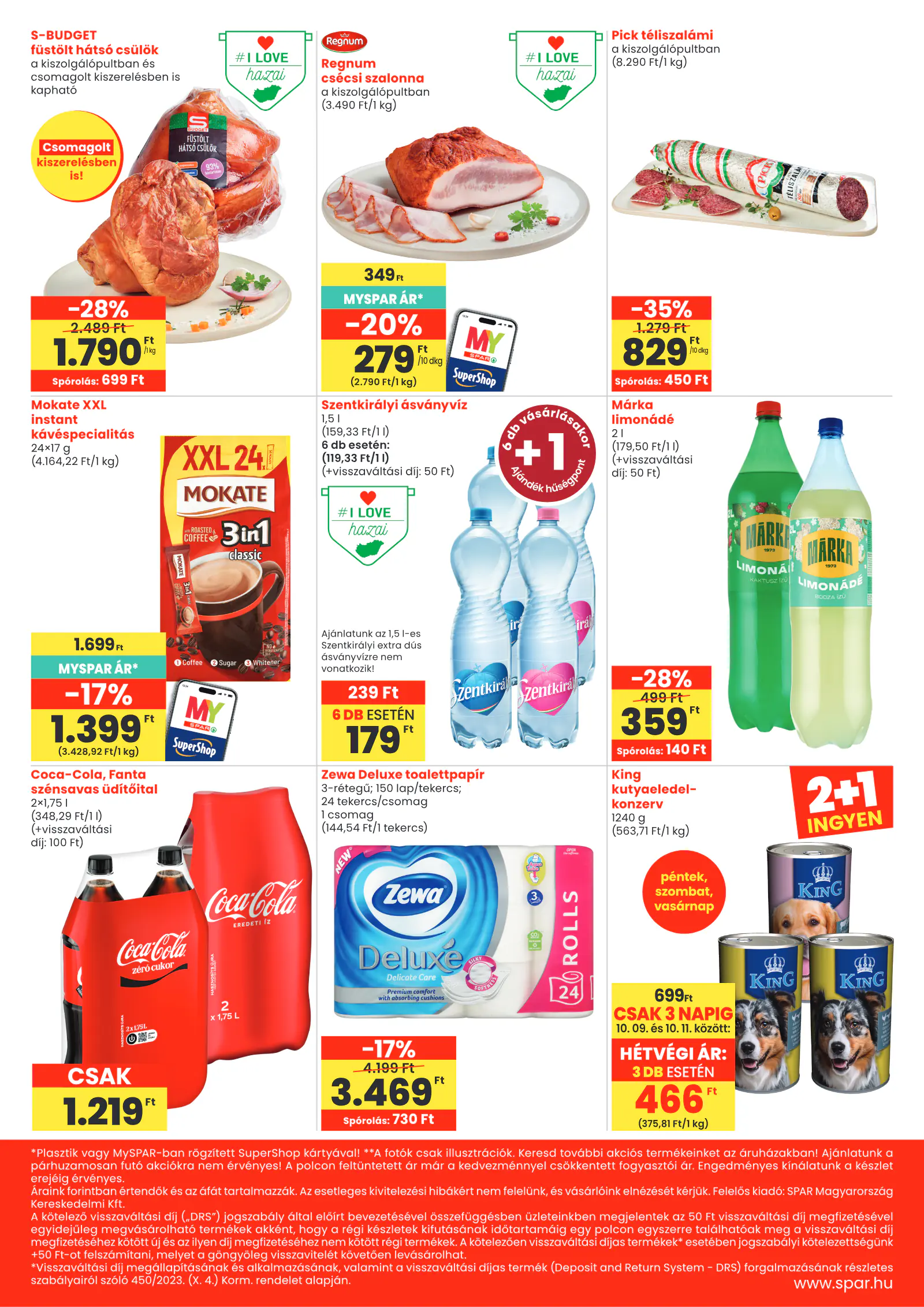Spar market Nagykapornak, Zalalovő szórólap, 2. oldal (okt. 8–14.)