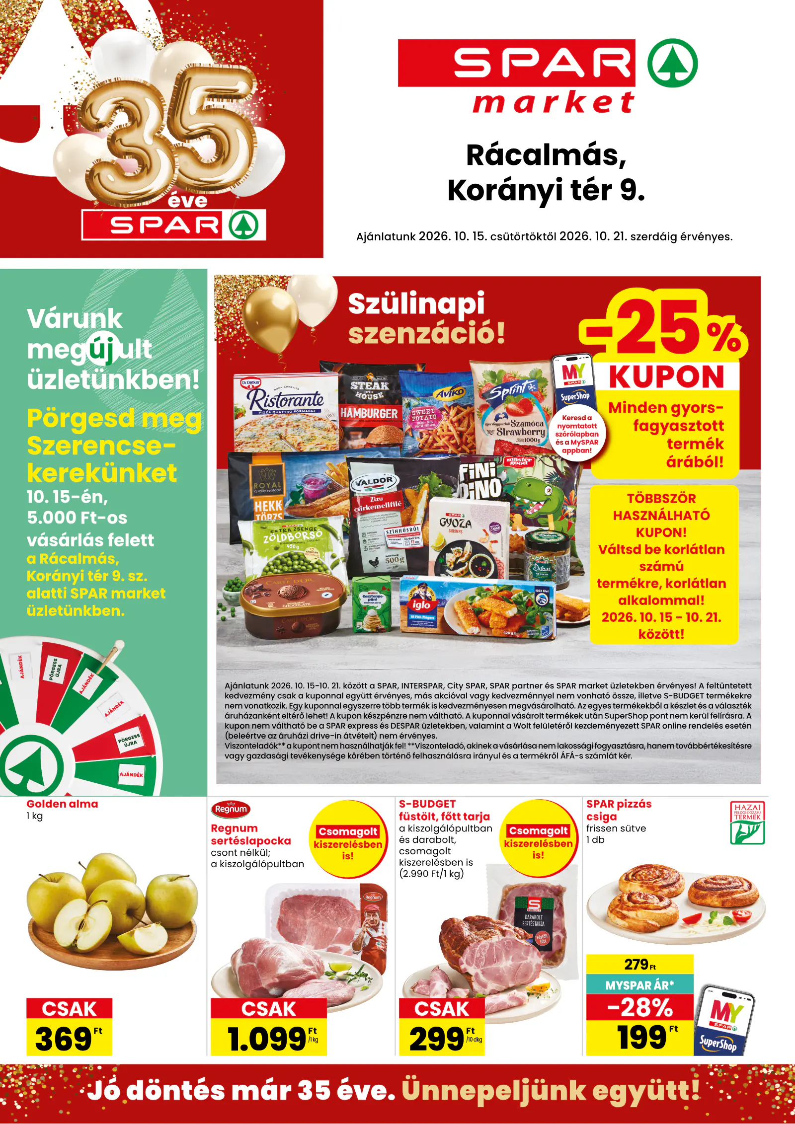 Spar market Rácalmás, 1. oldal (okt. 15–21.)