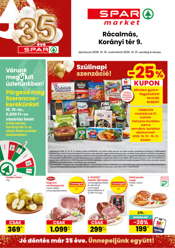 Spar market Rácalmás – okt. 15–21.