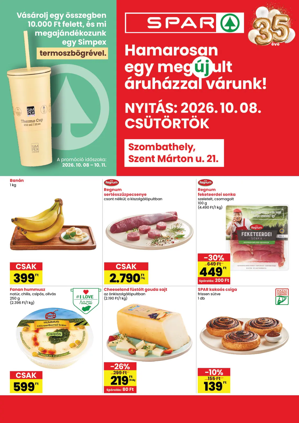 Spar Szombathely üzlet újranyitás, 1. oldal (okt. 8–14.)