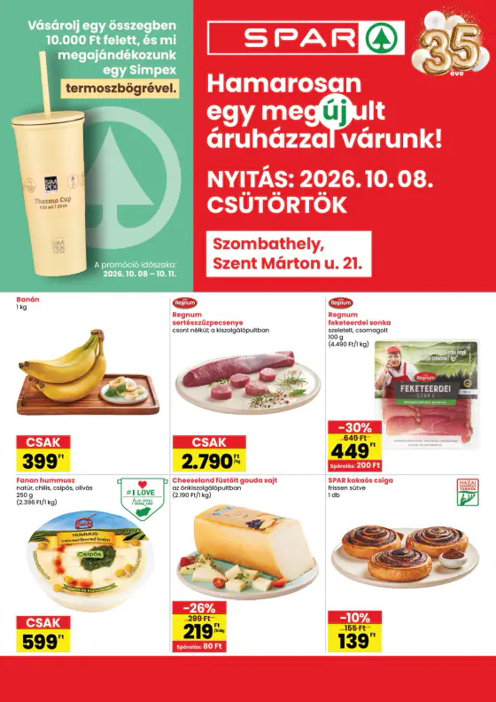 Spar Szombathely üzlet újranyitás – okt. 8–14.