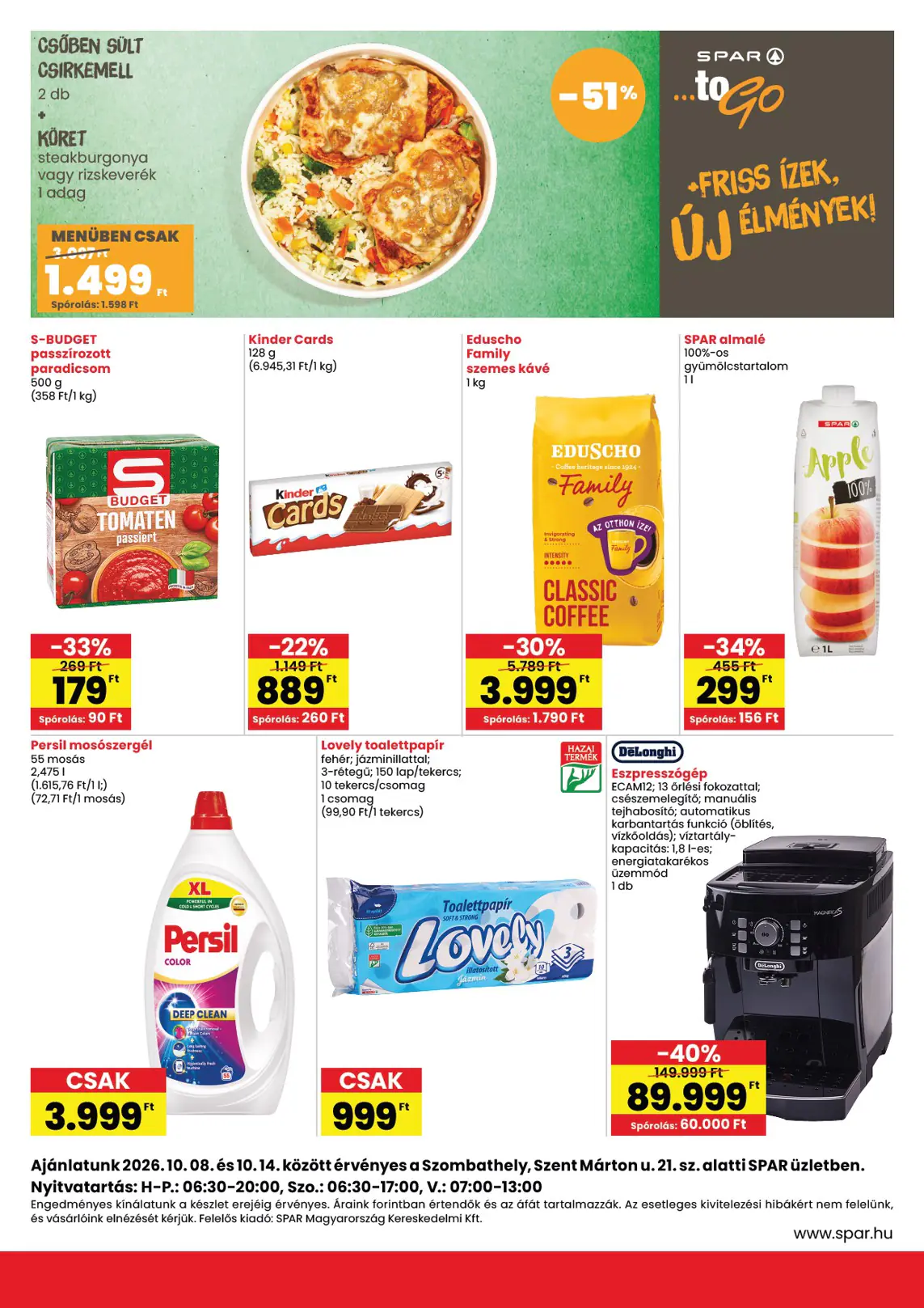 Spar Szombathely üzlet újranyitás, 2. oldal (okt. 8–14.)