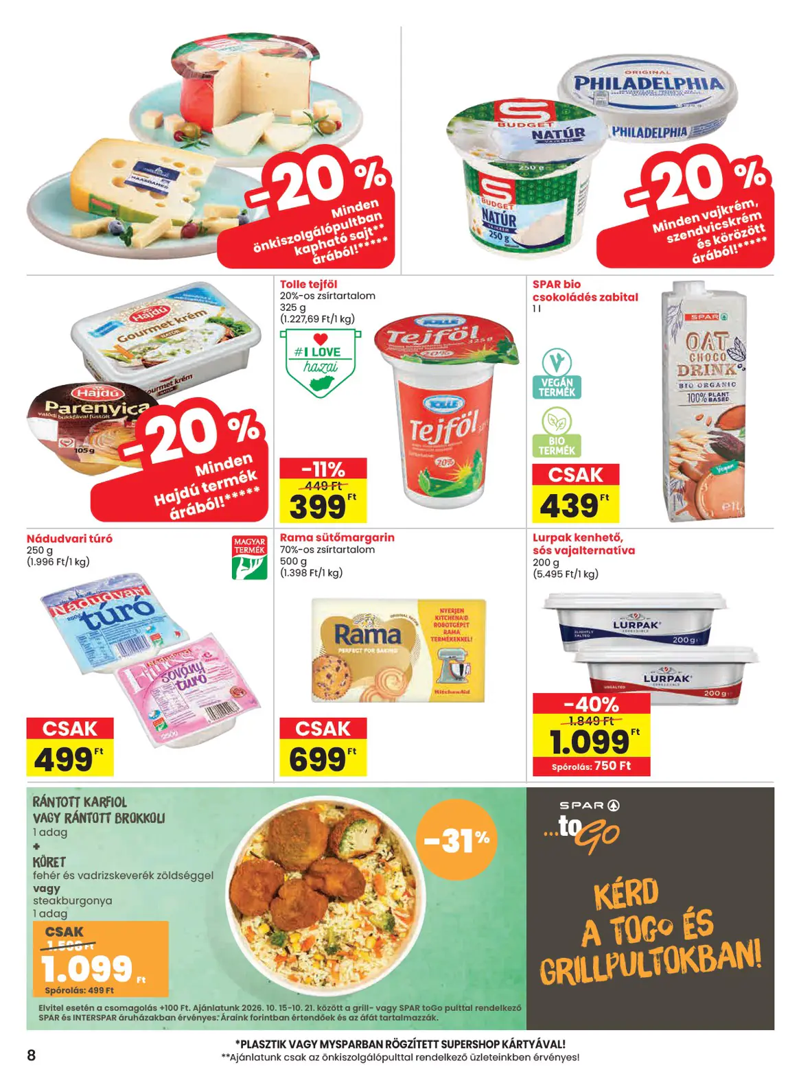 Spar szórólap, 8. oldal (okt. 15–21.)