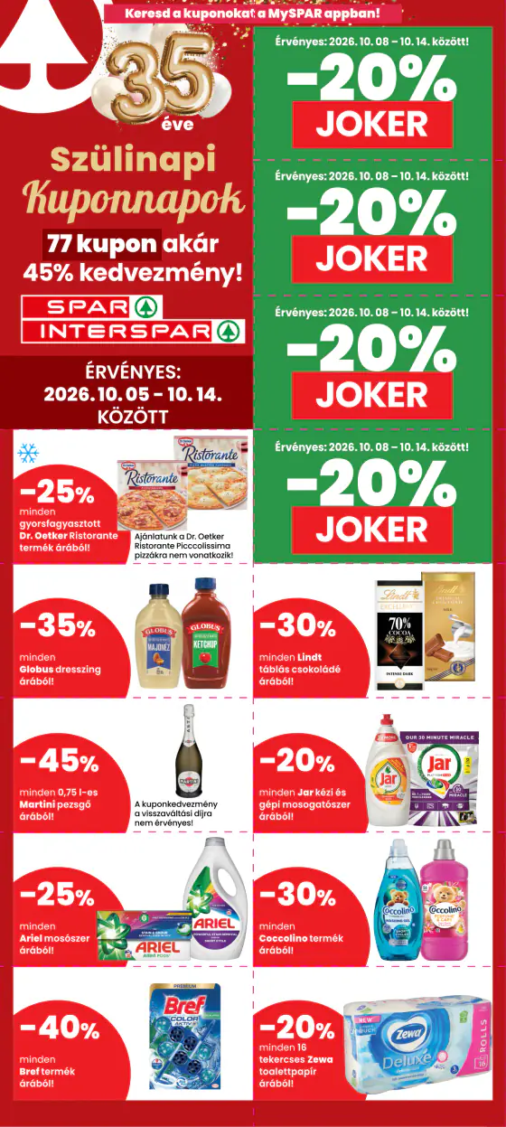 Spar Szülinapi kuponnapok – okt. 5–14.