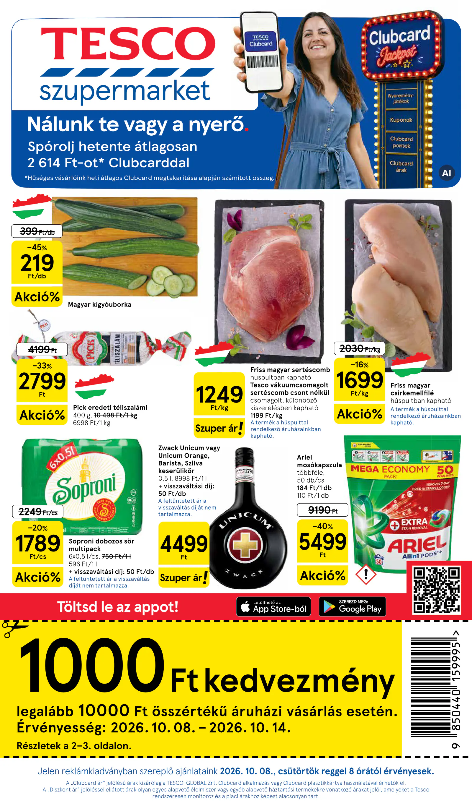 Tesco Szupermarket akciós újság, 1. oldal (okt. 8–14.)