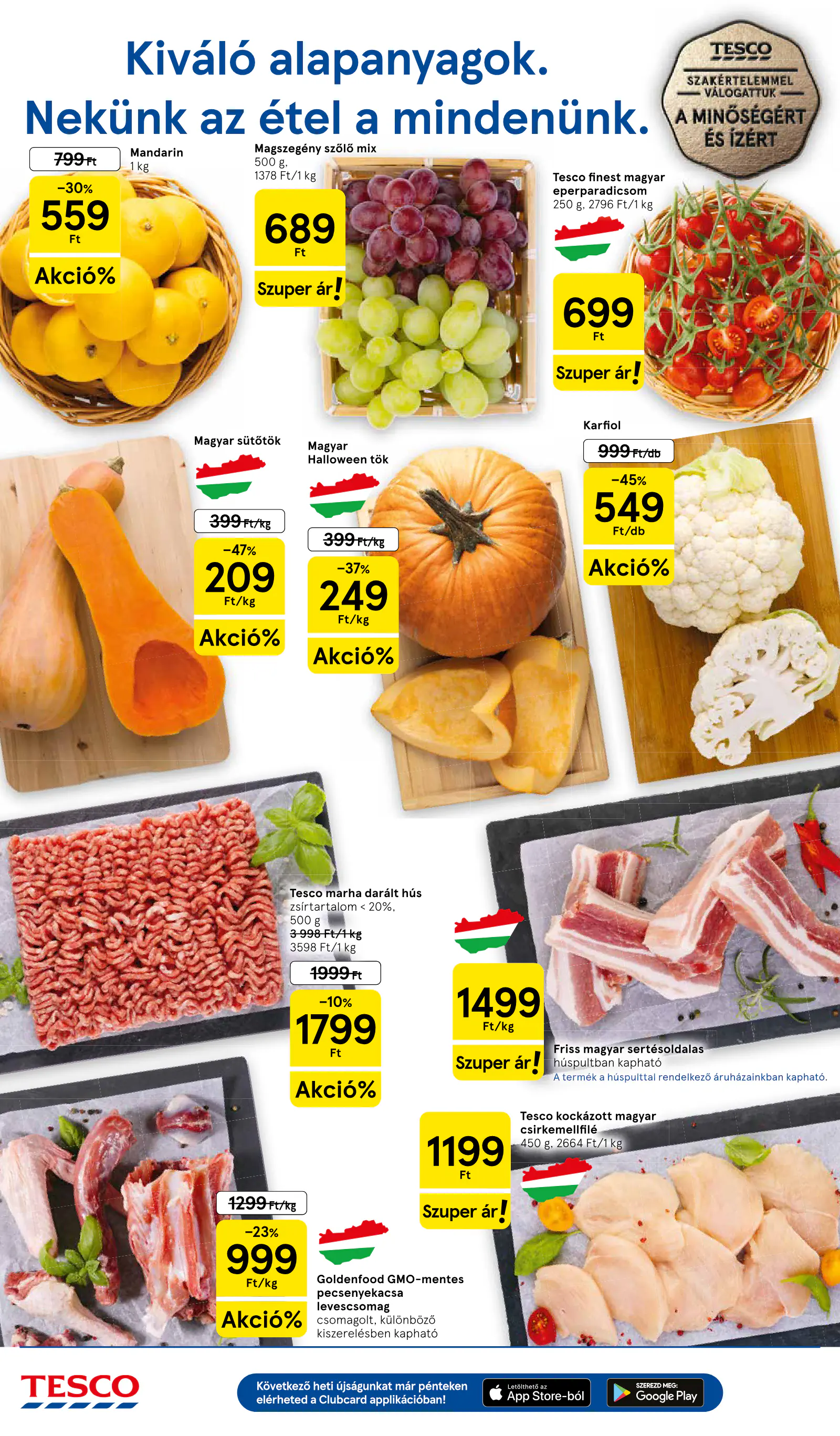 Tesco Szupermarket akciós újság, 2. oldal (okt. 15–20.)