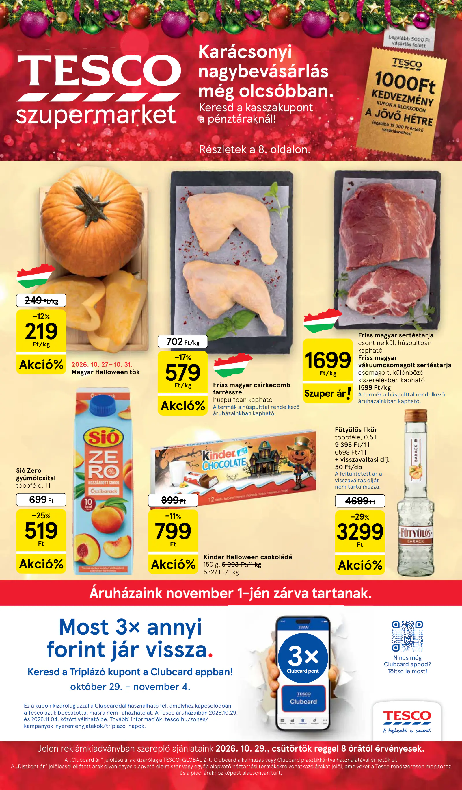 Tesco Szupermarket akciós újság, 1. oldal (okt. 29. – nov. 4.)