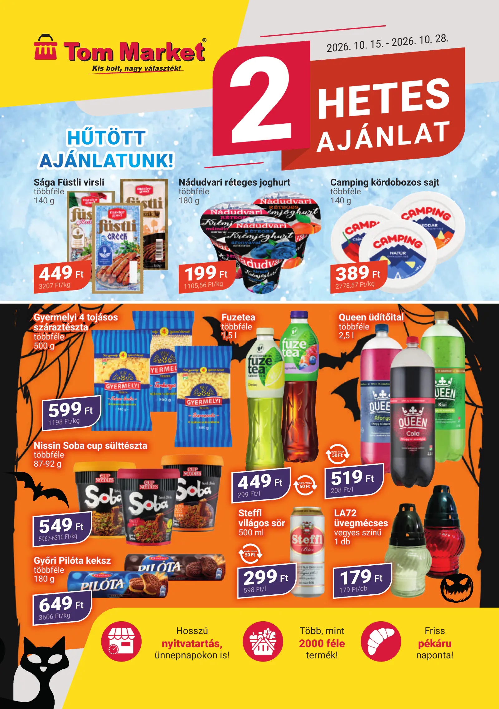 Tom Market akciós újság, 1. oldal (okt. 15–28.)