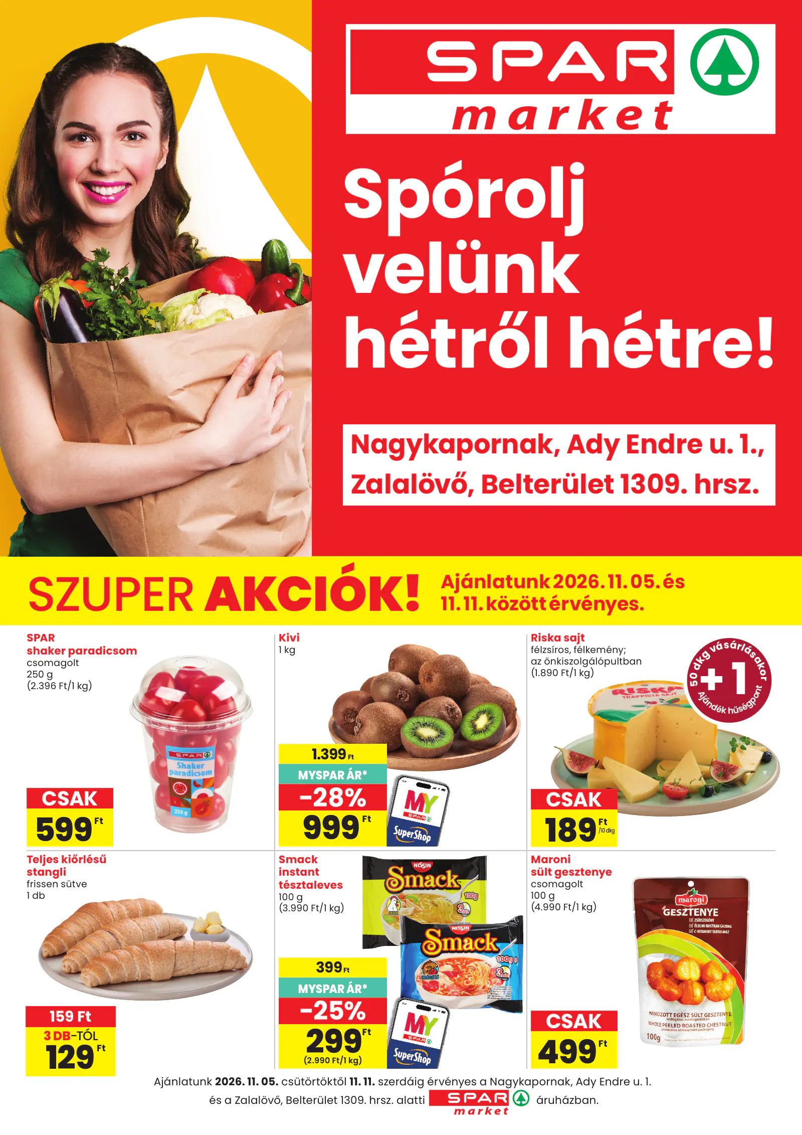 Spar market Nagykapornak, Zalalövő, 1. oldal (nov. 5–11.)
